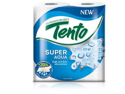 Kuchynské utierky, kotúčové, dvojvrstvové, TENTO "Super Aqua", biele