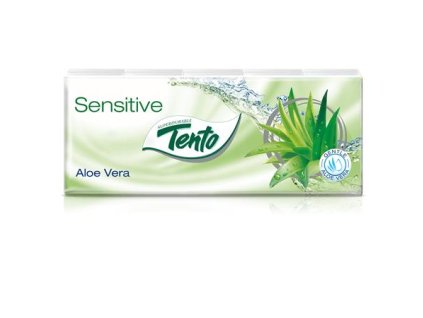 Papierové vreckovky, 3-vrstvové, 10x10 ks, TENTO "Sensitive", aloe vera