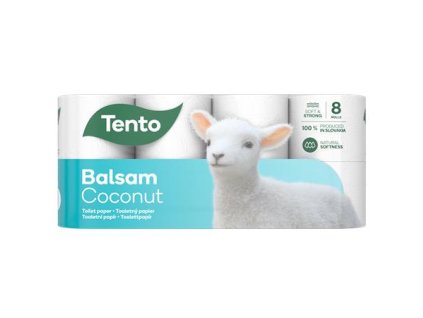 Toaletný papier, 3-vrstvový, malý kotúč, 8 kotúčov, TENTO "Balsam Coconut", biela