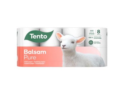 Toaletný papier, 3-vrstvový, malý kotúč, 8 kotúčov, TENTO "Balsam Pure", biela