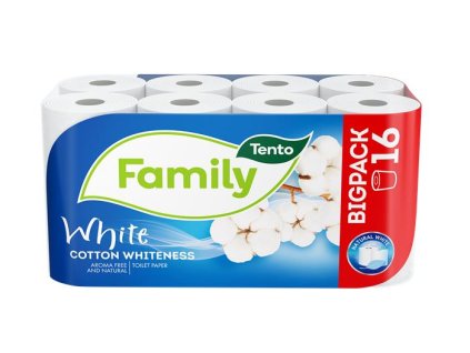 Toaletný papier, 2-vrstvový, malý kotúč, 16 kotúčov, TENTO "Family White", biela
