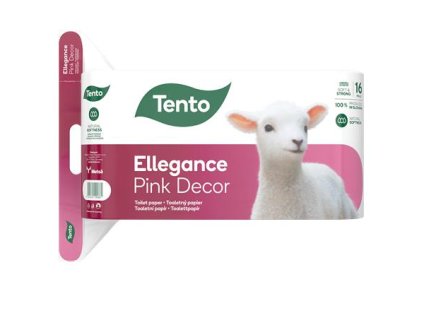 Toaletný papier, 3-vrstvový, malý kotúč, 16 kotúčov, TENTO "Ellegance Pink Decor", biela