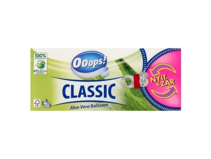 Papierové vreckovky, 3-vrstvové, OOPS! Classic Box Aloe vera, 90 ks