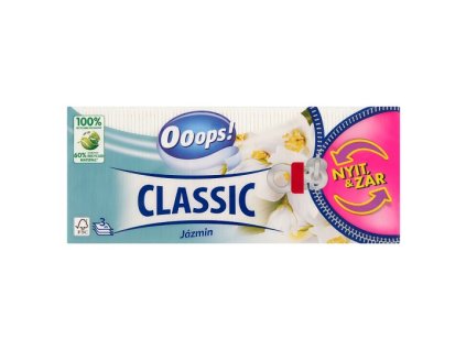 Papierové vreckovky, 3-vrstvové, OOPS! Classic Box Jasmine, 90 ks