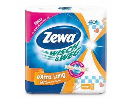 Papierové utierky, 2 vrstvové, 2 kotúče/bal, ZEWA "Wisch&Weg extra lang"
