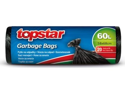 Vrecia zaväzovacie TOPSTAR 60 l, 58 x 68 cm 9 mic., čierne (20 ks)