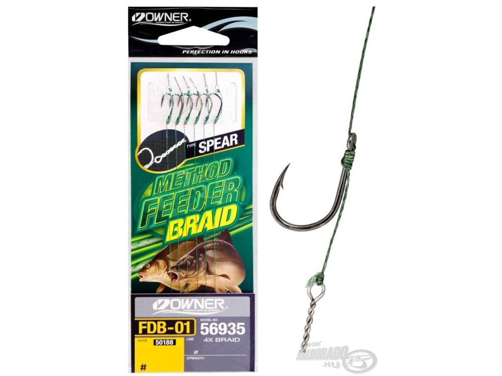 OWNER FDB-01 METHOD FEEDER előkötött fonott, bayonet tüskével – 6/0,18 mmHBKfishing
