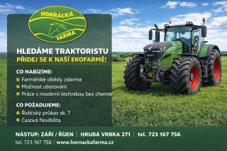 🚜 Hledáme traktoristu do našeho týmu ekofarmy! Baví tě práce s moderní technikou a chceš pracovat v krásném prostředí bez...