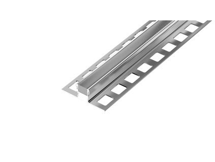 DL7/4 dilatační lišta s 1/2 výplní, nerez V2A+PU šedá, 18,5 mm, 2,5 m