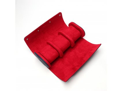 Hodinkové pouzdro - modrá eko-kůže, červený interiér  Watch roll, watch pouch, watch case, hodinkove pouzdro, pouzdro na hodinky, cestovni pouzdro na hodinky, cestovni hodinkove pouzdro
