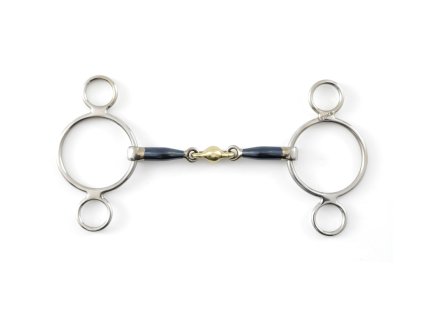 8 PE Sport Blue Sweet Iron Two Ring Gag with Brass Alloy Lozenge Webx900