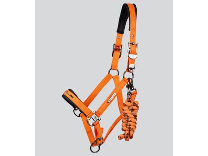 duco head collar with lead rope orange 1