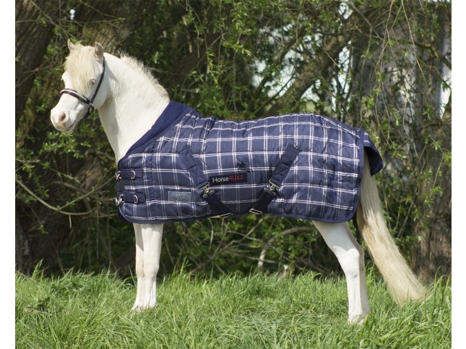 Stájová deka QHP Falabella 200g Blue Check