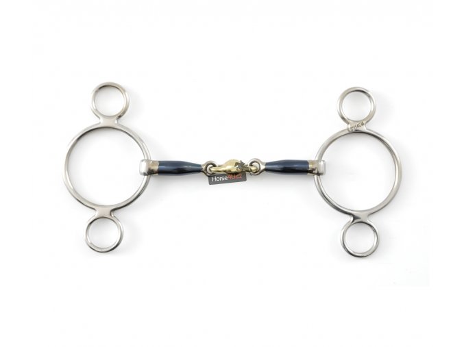 8 PE Sport Blue Sweet Iron Two Ring Gag with Brass Alloy Lozenge Webx900