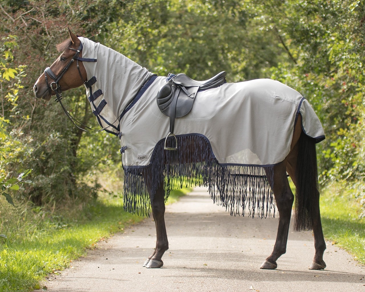 Jezdecká letní deka s třásněmi QHP Barva: Grey (Šedá), Délka: QHP 185 cm / Standard 135 cm