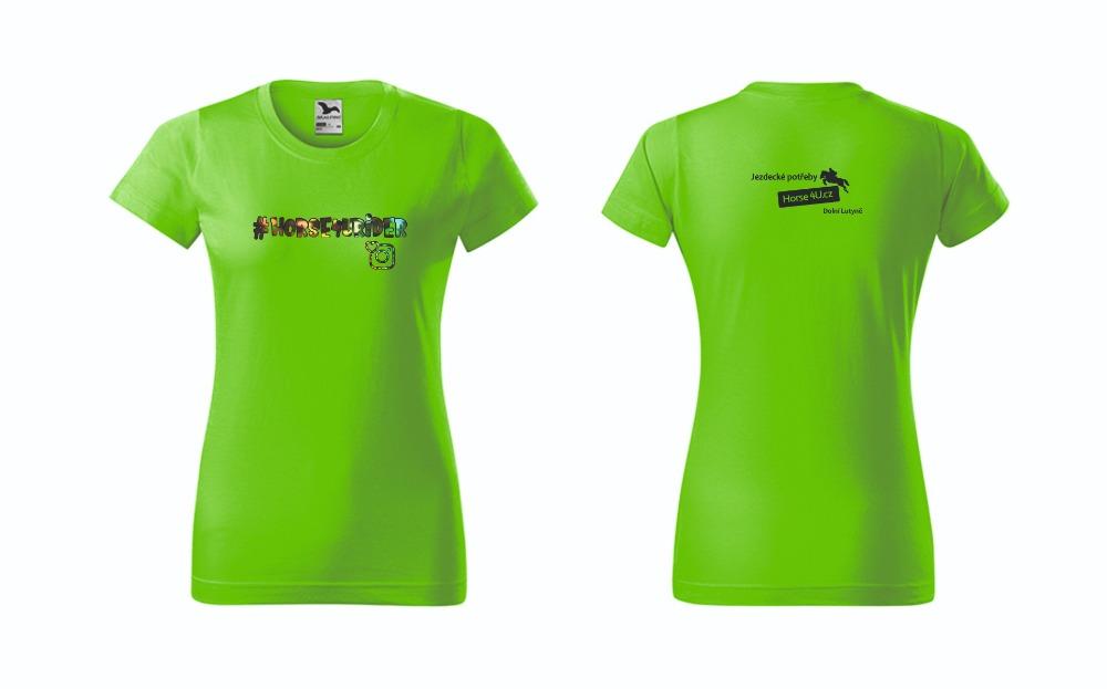 Dámské tričko Horse4Urider s lemem Jablkově zelené Barva: Jablkově zelená, Varianta: XS