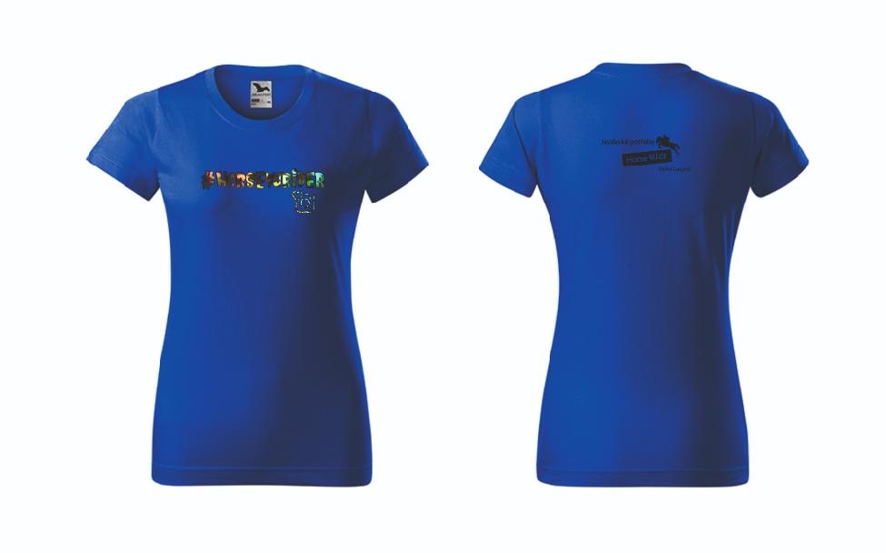 Dámské tričko Horse4Urider s lemem Královsky modré Barva: Královsky modrá, Varianta: XS