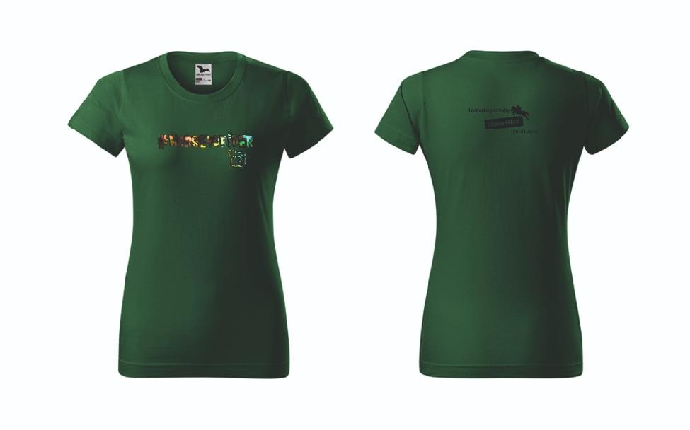Dámské tričko Horse4Urider s lemem Lahvově zelené Barva: Zelená, Varianta: S