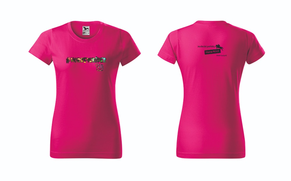 Dámské tričko Horse4Urider s lemem Malinové Barva: Růžová, Varianta: XL
