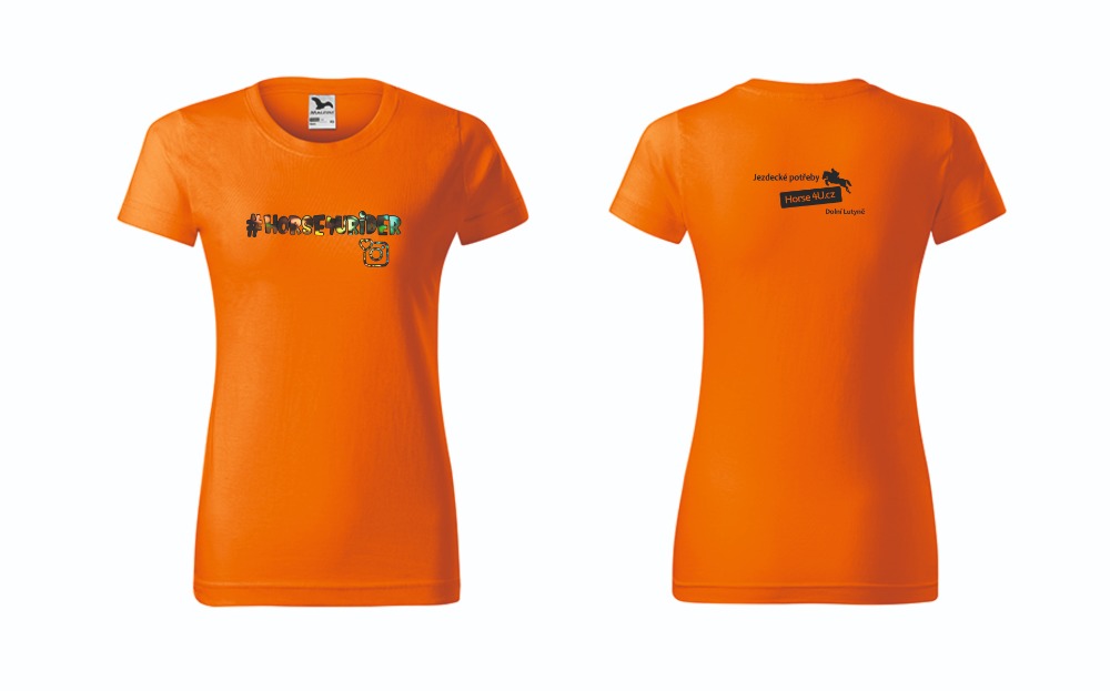 Dámské tričko Horse4Urider s lemem Oranžové Barva: Oranžová, Varianta: M