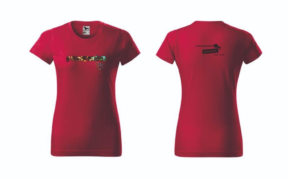 Dámské tričko Horse4Urider s lemem Marlboro červené Barva: Červená, Varianta: XXL