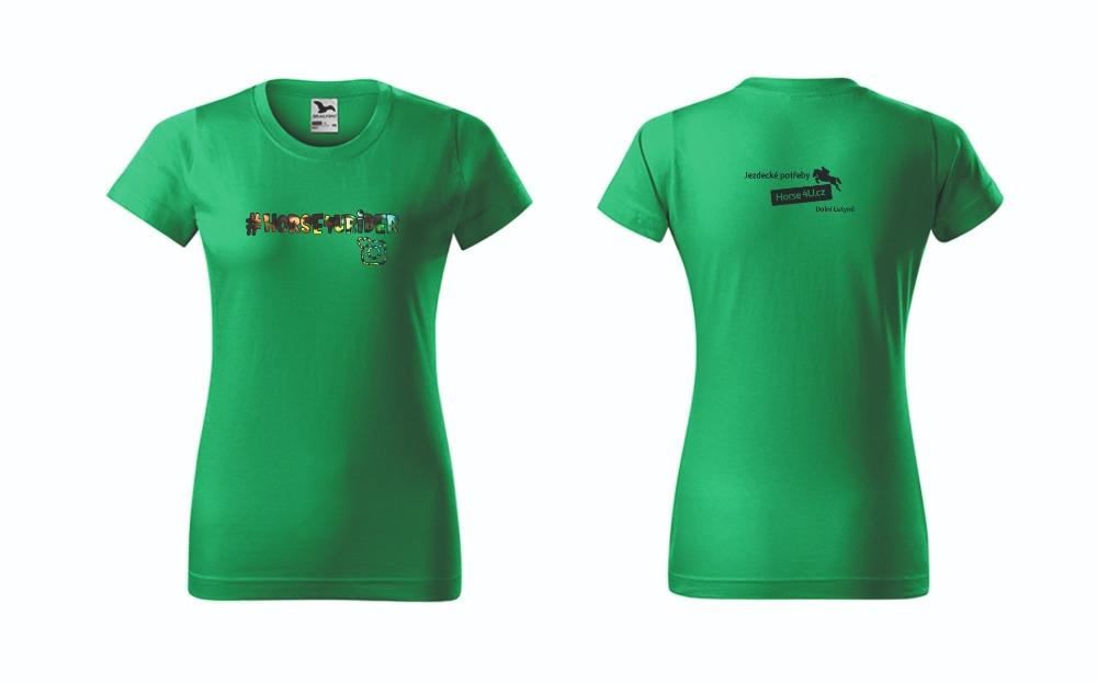 Dámské tričko Horse4Urider s lemem Středně zelené Barva: Zelená, Varianta: XL