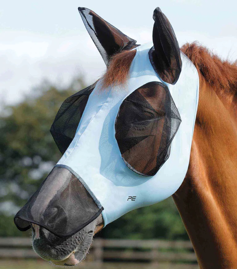 Elastická maska na uši s prodlouženým nosem Premier Equine Comfort Blue Velikost: S (Pony)