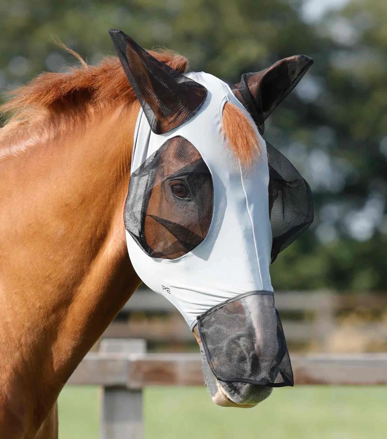Elastická maska na uši s prodlouženým nosem Premier Equine Comfort Grey Velikost: S (Pony)