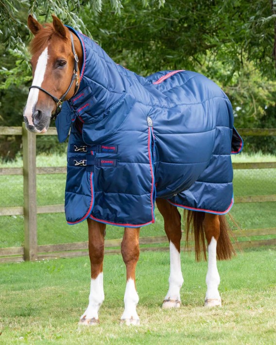 Stájová deka Premier Equine Combo 200 g s krkem Navy Velikost: 5,6" (120 cm)