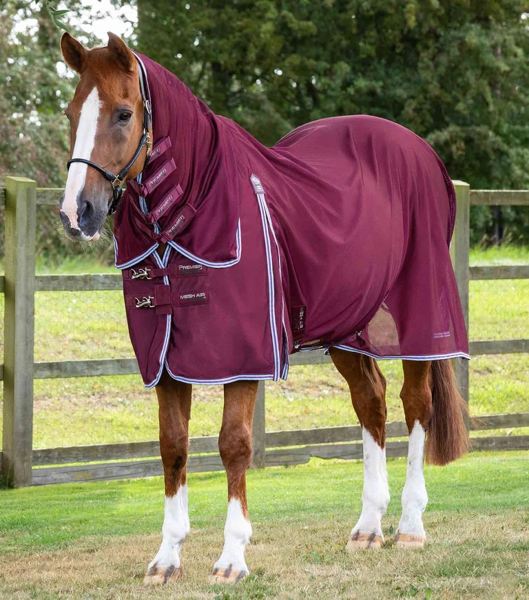 Deka proti hmyzu Premier Equine Combo Mesh Air s krkem Burgundy Velikost: 5,3" (115 cm)