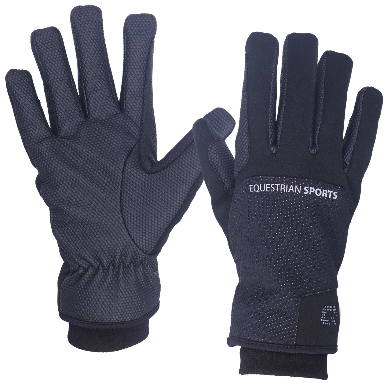 Zimní jezdecké rukavice QHP Siberie Barva: Černá, Varianta: M