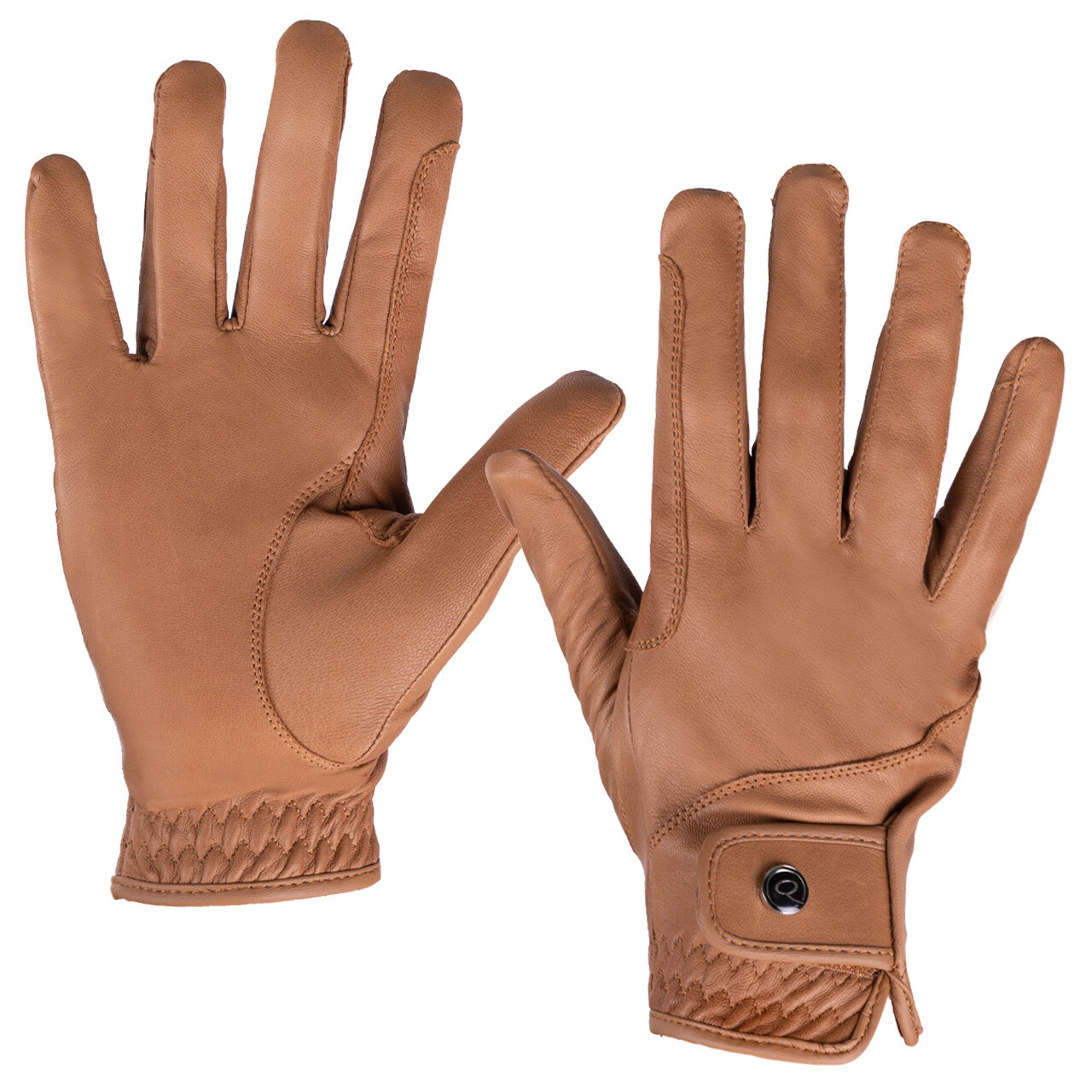 Kožené jezdecké rukavice QHP Leather Pro Barva: Hnědá, Varianta: XS