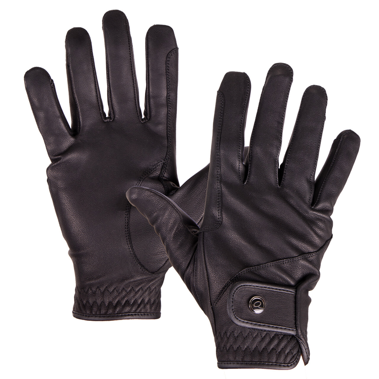 Kožené jezdecké rukavice QHP Leather Pro Barva: Černá, Varianta: XS