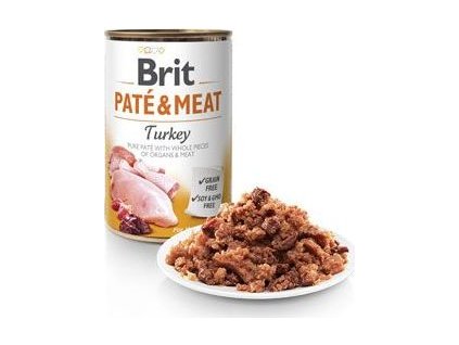 Konzerva pro psy Paté & Meat Turkey Brit, 800 g