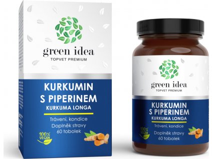 Bylinný extrakt - Kurkumin s piperinem GREEN IDEA, 60 ks
