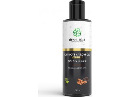 Koupelový olej - Skořice a hřebíček v mandlovém oleji GREEN IDEA, 200 ml