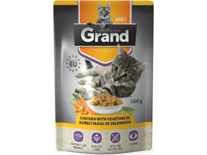 GRAND kaps. deluxe kočka 100% kuřecí se zel.100 g