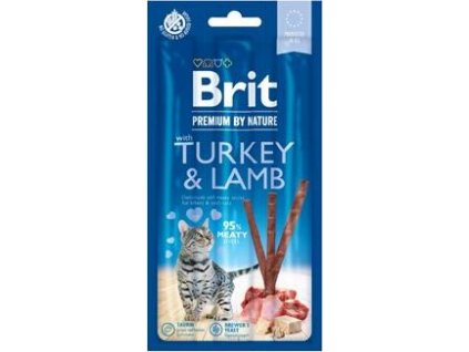 Pamlsky Brit Premium Cat by Nature Sticks Turkey&Lamb, 3pcs