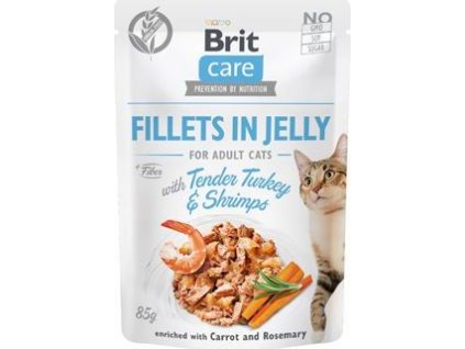 Filetky kočičí Brit Care Cat Fillets in Jelly with Turkey&Shrimps, 85 g