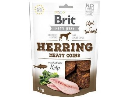 Pochoutka pro psy Brit Jerky Herring Meaty Coins, 80 g