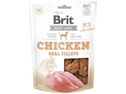 Pochoutka pro psy Jerky Chicken Fillets Brit, 80 g