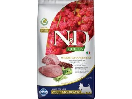 Granule pro psy Quinoa DOG Weight Mnmgnt Lamb &Broccoli Mini N&D, 2,5 kg