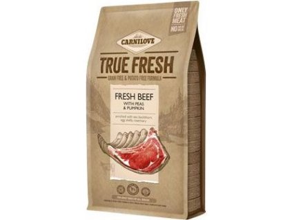 Granule pro psy Fresh Beef with Peas and Pumpkin True Fresh Carnilove, 4 Kg