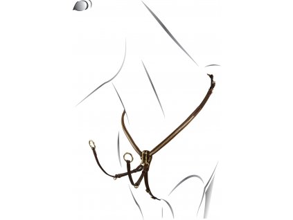 Poprsník kožený Brass Clincher Equestro, tmavě hnědý
