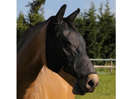Maska proti hmyzu Umbria Equitazione, s ochranou uší a nozder, černá