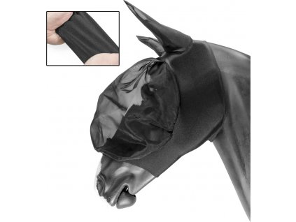 Maska proti hmyzu Stretch Umbria Equitazione, s ochranou uší, černá