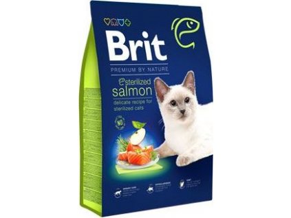 Granule pro sterilizované kočky BRIT, lososové, 8 kg