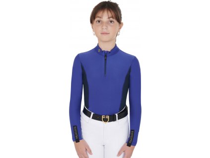 Triko multifunkční Training Polo EQUESTRO, dívčí, royal blue