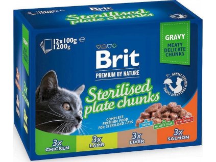 Kapsička Brit Premium Cat Sterilised Plate, 12x100 g