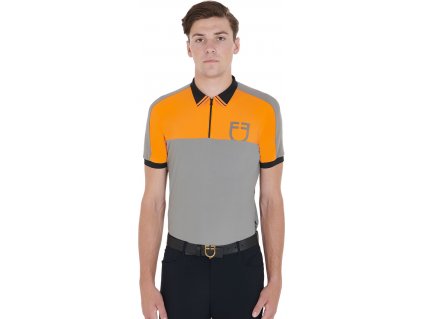 Triko Polo Training Bicolor EQUESTRO, pánské, grey/orange